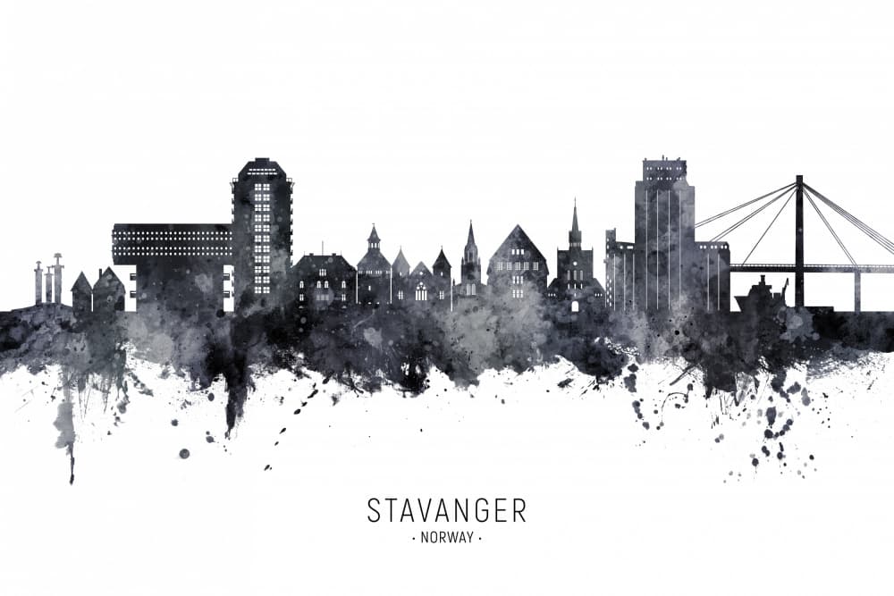 Stavanger Norway Skyline by Michael Tompsett — canvas wall art