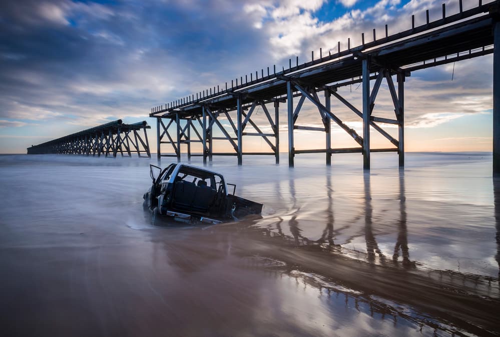 Coastal Pier Abandoned Car by Daniel Springgay — canvas wall art