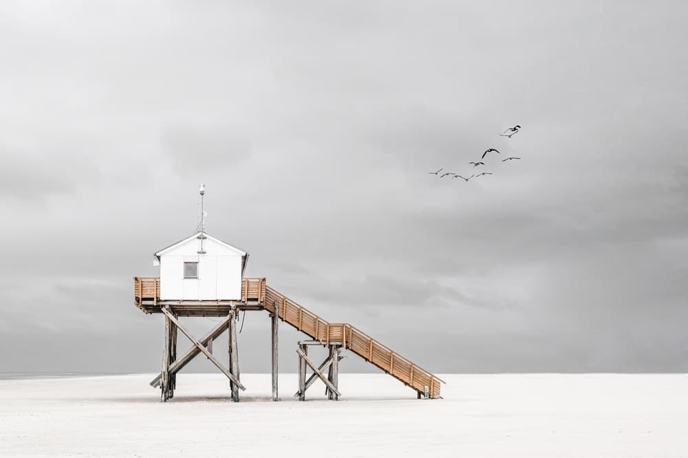 Serene Coastal Stilt House by Rolf Endermann — canvas wall art