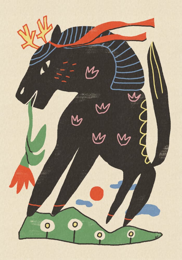 Mythical Horse with Flower by Raipa Studio — canvas wall art