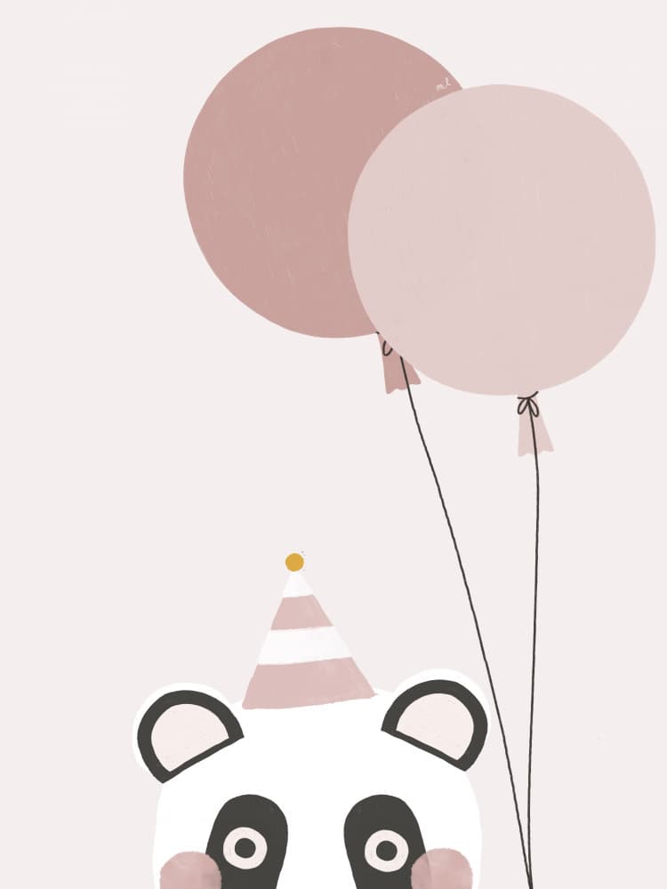 Panda Party Balloons by Menina Lisboa — canvas wall art