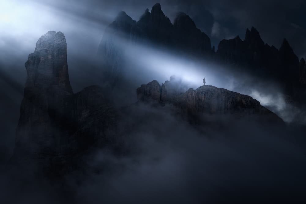 Solitary Figure Mountain Fog by Domenico Petrocca — canvas wall art