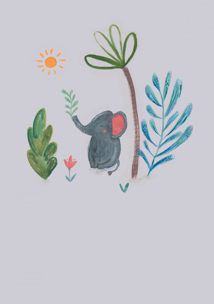 Sweet Elephant in Jungle by Laura Pantony — canvas wall art