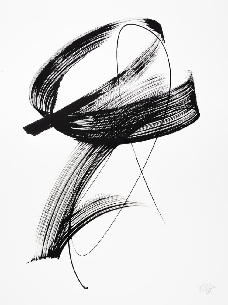 Fluid Black Calligraphy by Mette Rix — canvas wall art