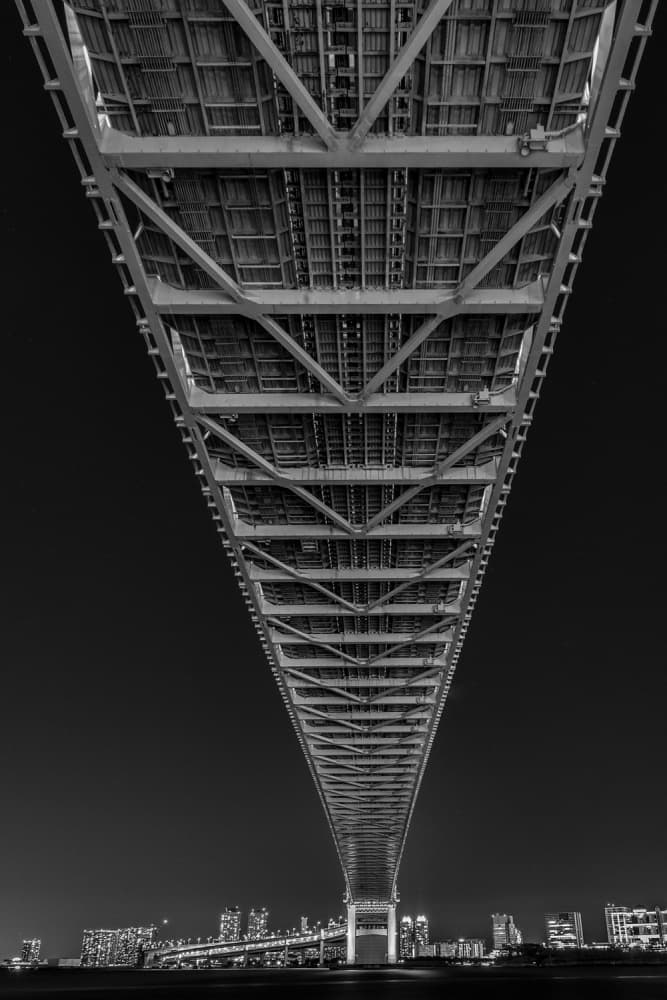 Night Bridge Perspective by Tomoshi Hara — canvas wall art
