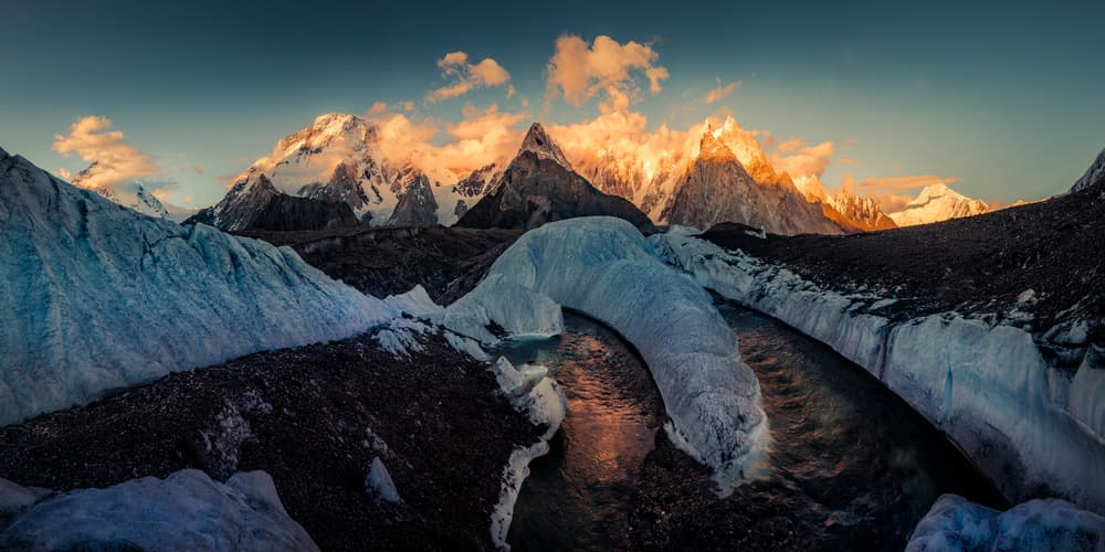 Golden Glacier River by qiye — canvas wall art