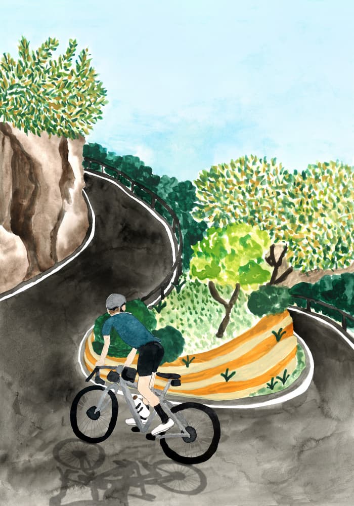 Scenic Mountain Cycling by Karen Menzenbach — canvas wall art