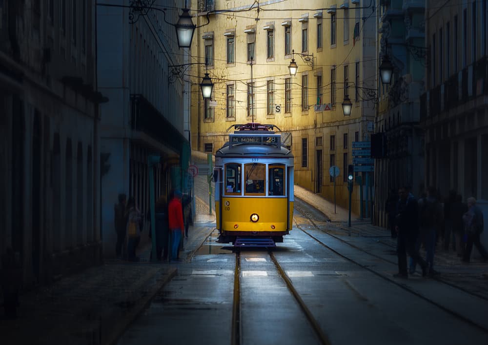 Lisbon Yellow Tram by Eugenio Pastor Benjumeda — canvas wall art