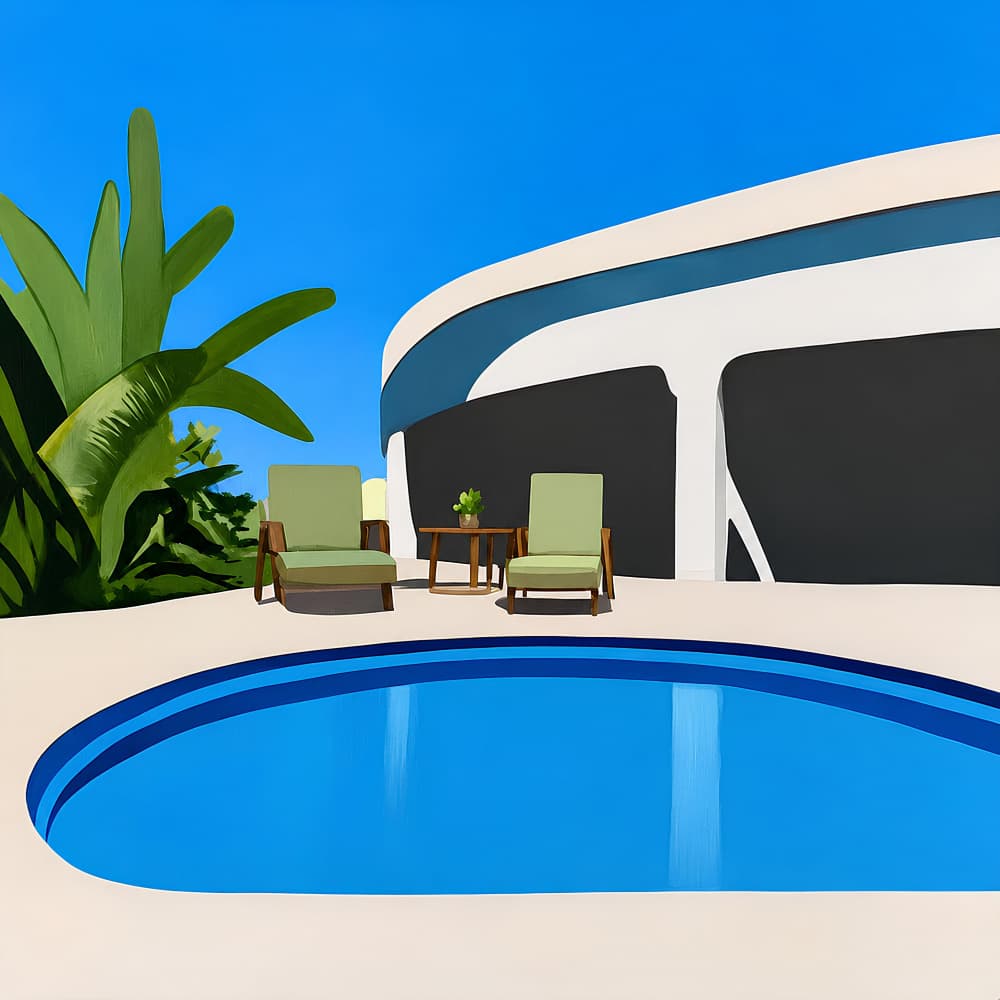 Modern Poolside Retreat by Avanesova Elena — canvas wall art