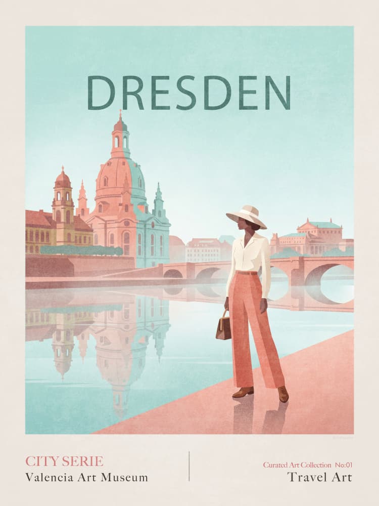 Elegant Dresden Cityscape by Emel Tunaboylu — canvas wall art