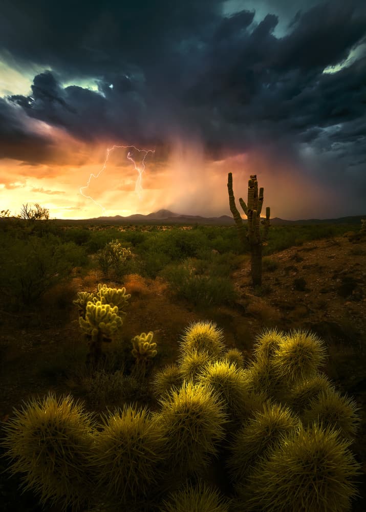 Desert Sunset Lightning by Aidong Ning — canvas wall art