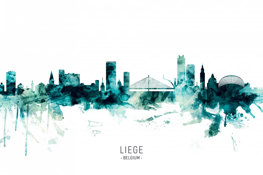Watercolor Liege Cityscape by Michael Tompsett — canvas wall art