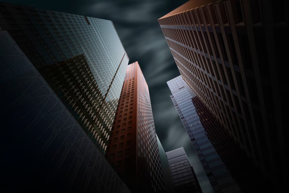 Dramatic City Towers by Shuchuan Liu — canvas wall art