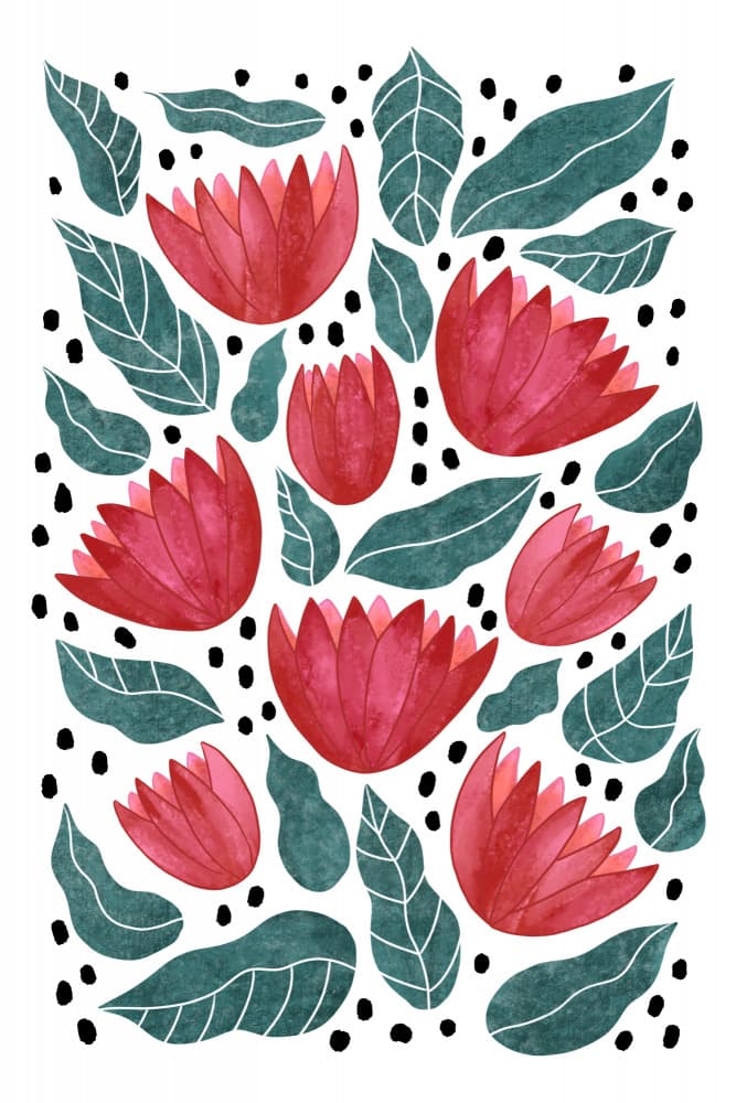 Watercolor Tropical Flowers by EMELIEmaria — canvas wall art