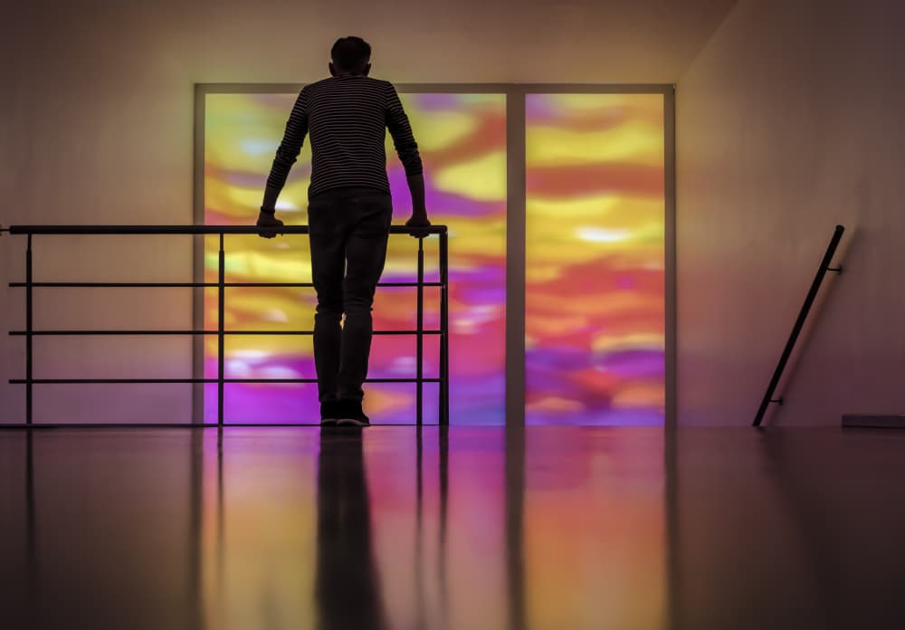 Man at Vibrant Window by Gerard Valckx — canvas wall art