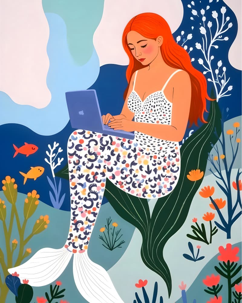 Digital Mermaid Dream by Uma Gokhale — canvas wall art