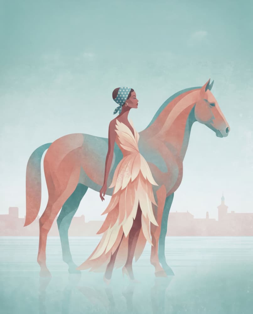 Ethereal Woman and Horse by Emel Tunaboylu — canvas wall art