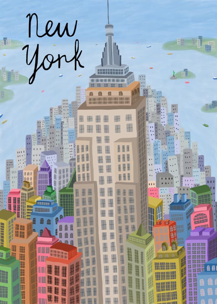 Colorful New York Cityscape by Carla Daly — canvas wall art