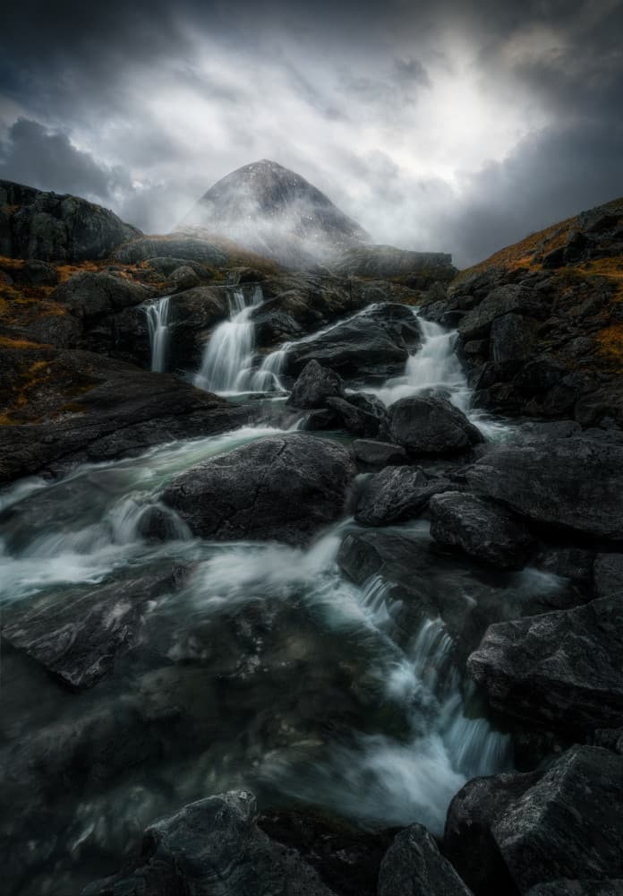 Misty Mountain Waterfall by Ole Henrik Skjelstad — canvas wall art