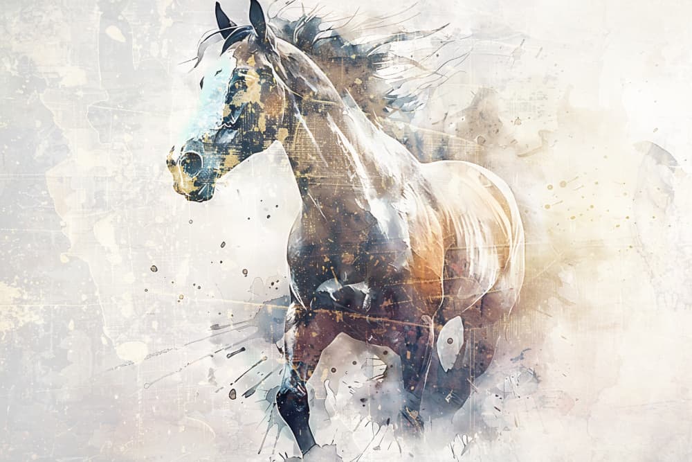 Dynamic Watercolor Horse by Rafal Kulik — canvas wall art