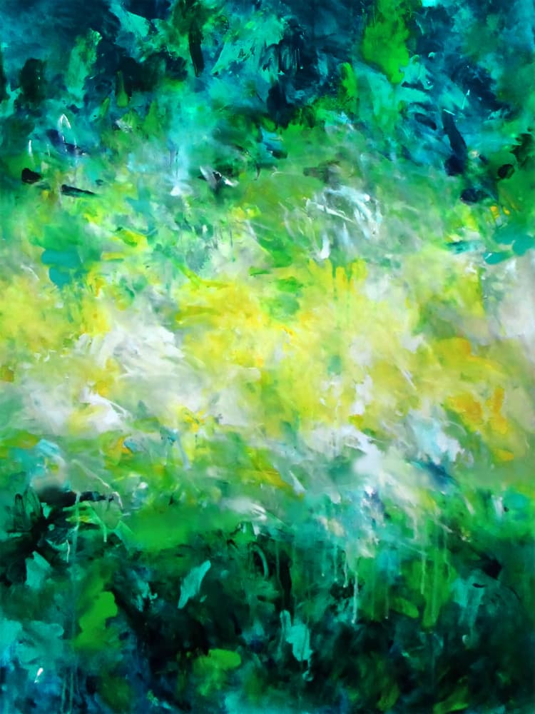 Bright Green Abstract by Ron Halfant — canvas wall art
