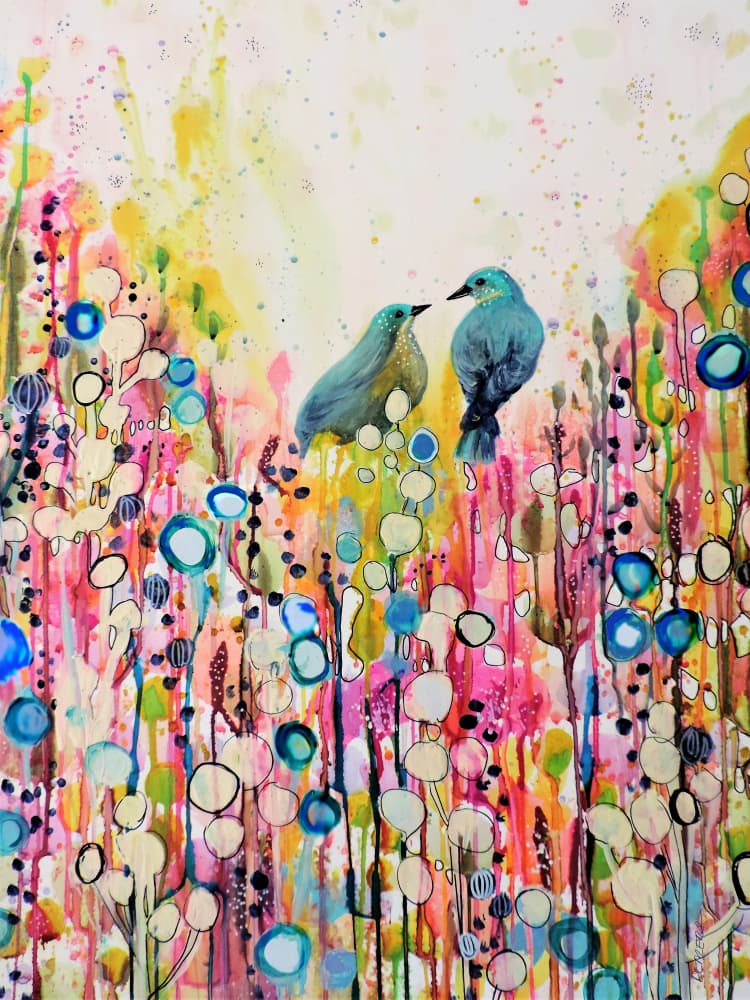 Vibrant Garden Birds by Sylvie Demers — canvas wall art