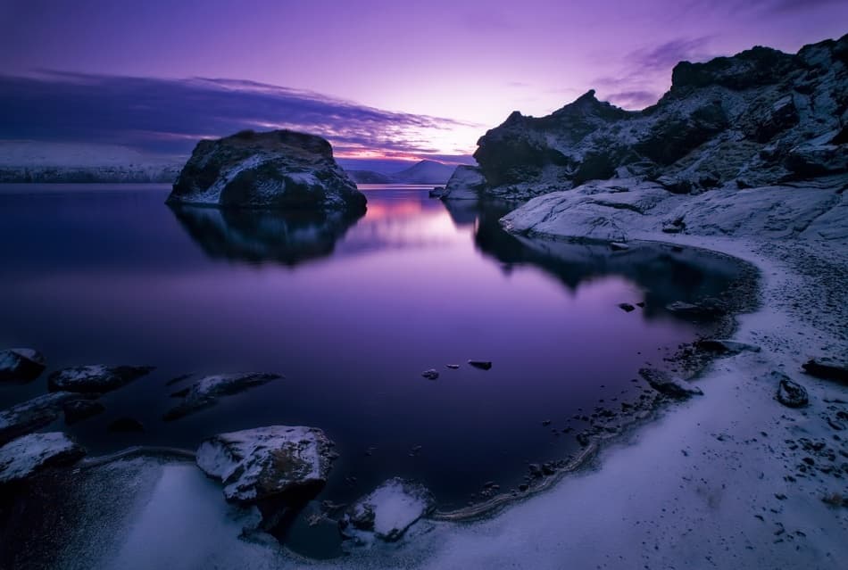 Purple Winter Lake by Bragi Ingibergsson - BRIN — canvas wall art