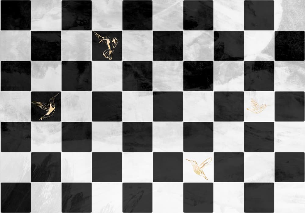 Golden Hummingbirds Chessboard by Sarah Manovski — canvas wall art