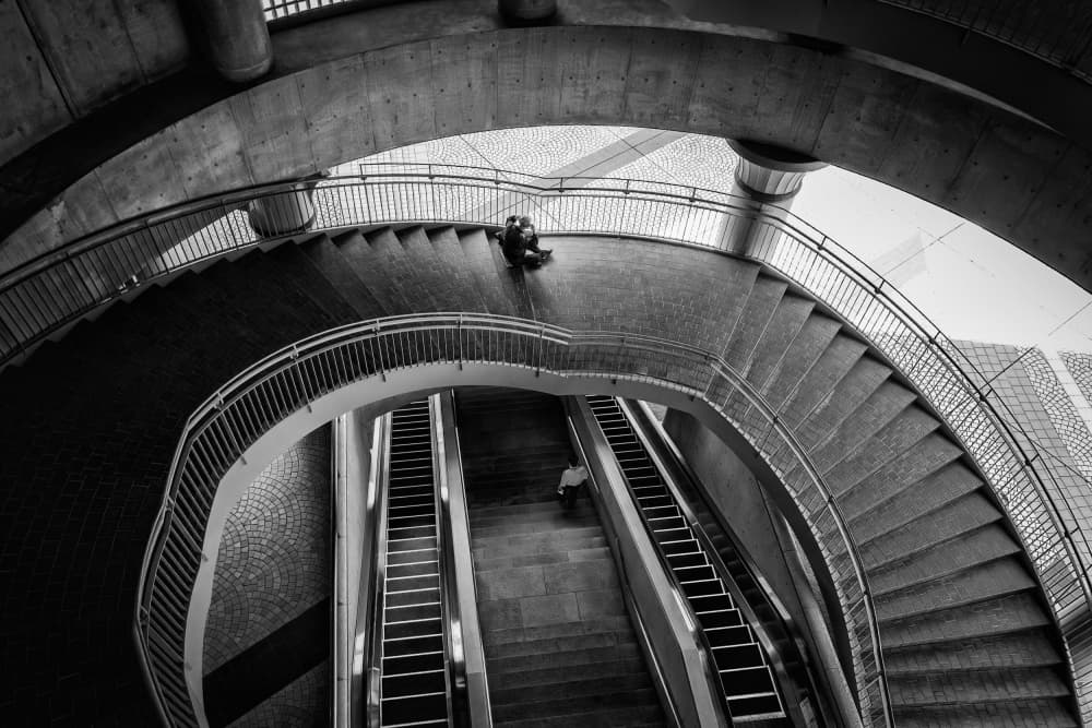 Spiral Staircase Perspective by Haruyo Sakamoto — canvas wall art