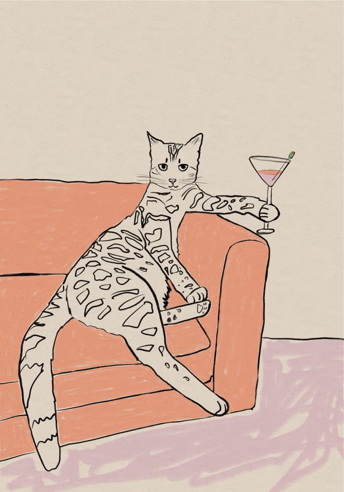 Sophisticated Cat Cocktail by Sharyn Bursic — canvas wall art
