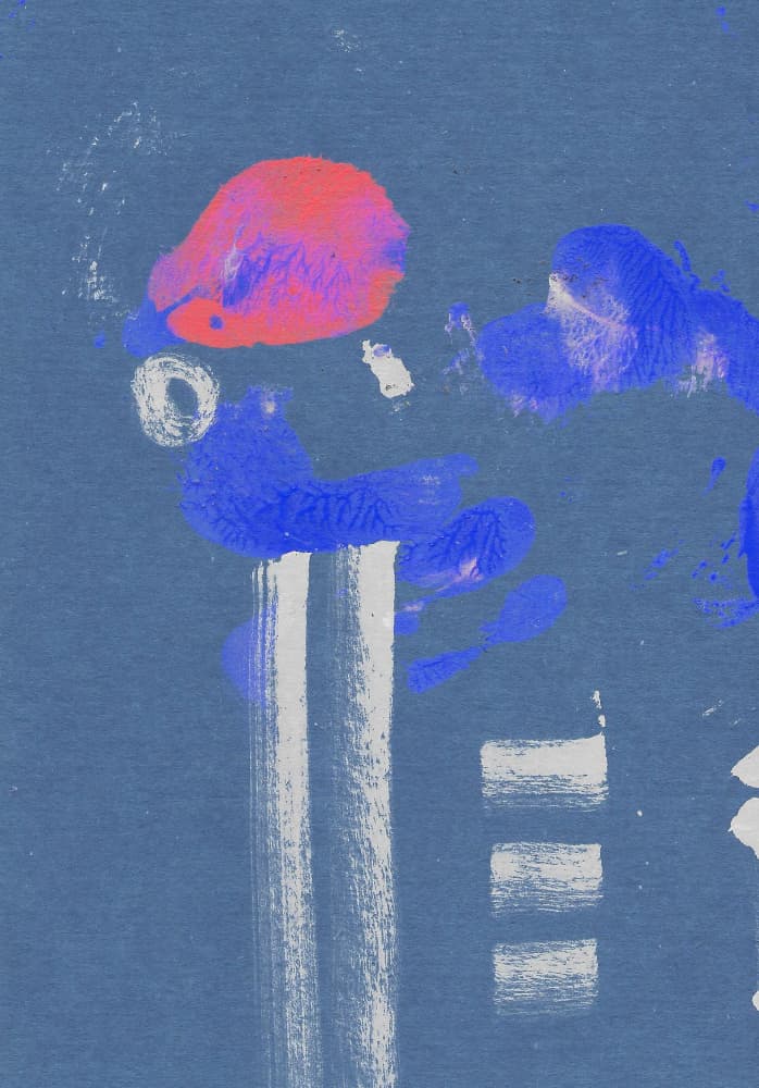 Bold Blue Red Abstract by Santhosh ch — canvas wall art
