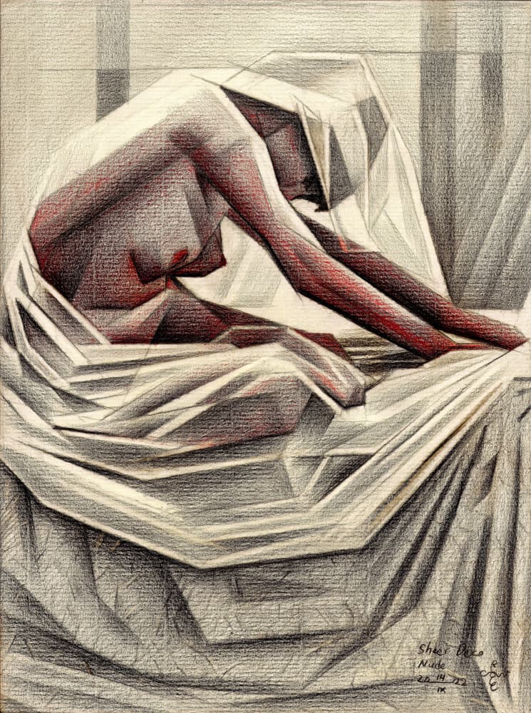 Melancholy Cubist Figure by Corné Akkers — canvas wall art