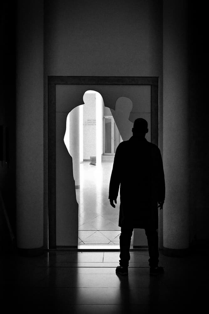 Man in Abstract Doorway by Linda Wride — canvas wall art