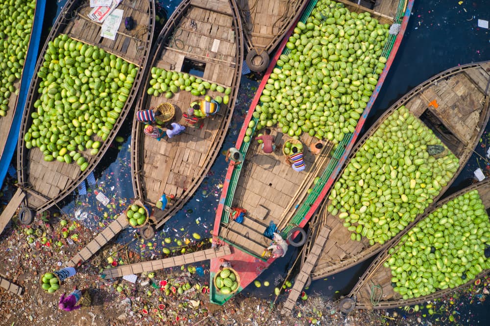 Floating Green Market by Azim Khan Ronnie — canvas wall art