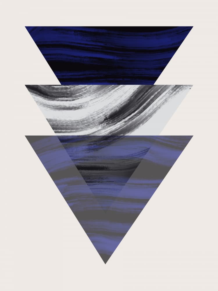 Abstract Blue Triangles by Little Dean — canvas wall art