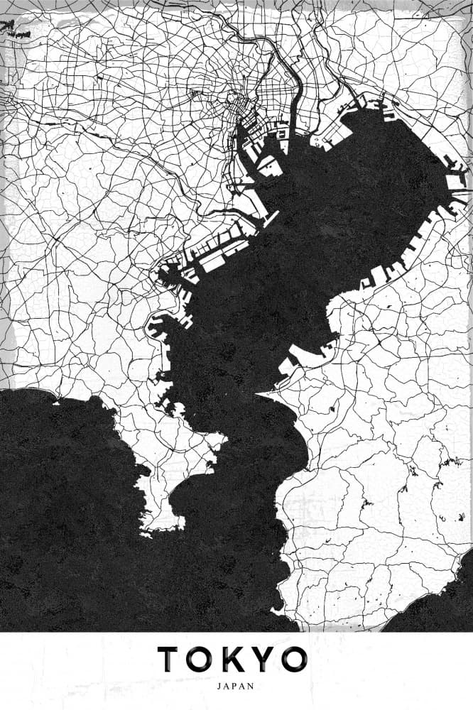 Minimalist Tokyo Map by StudioSix — canvas wall art