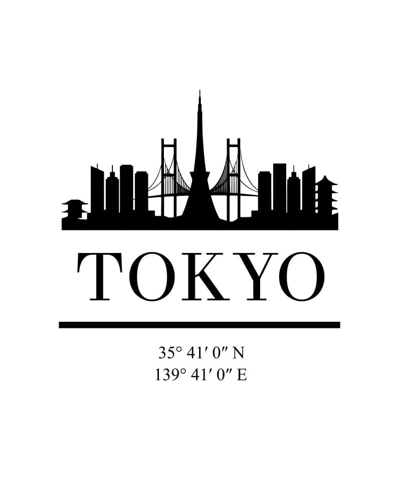 Tokyo Skyline Coordinates by Emiliano Deificus — canvas wall art