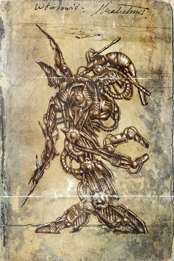 Mechanical Creature Blueprint by Rafal Kulik — canvas wall art