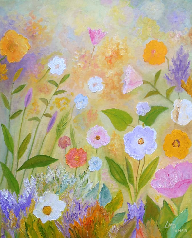 Colorful Flower Garden by Angeles M. Pomata — canvas wall art