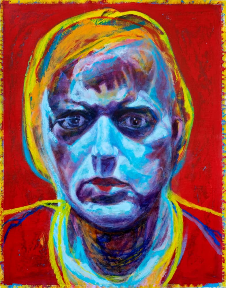 Expressive Blue Face Portrait by Joshua Hoskins — canvas wall art