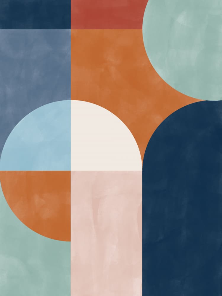 Geometric Color Blocks by Elena Ristova — canvas wall art