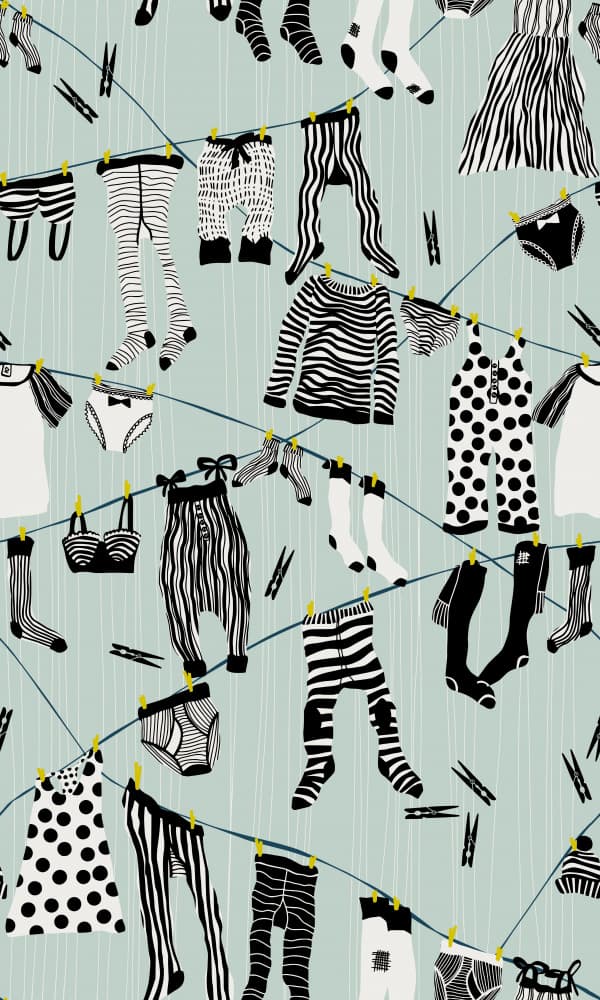Whimsical Laundry Day by Annick — canvas wall art