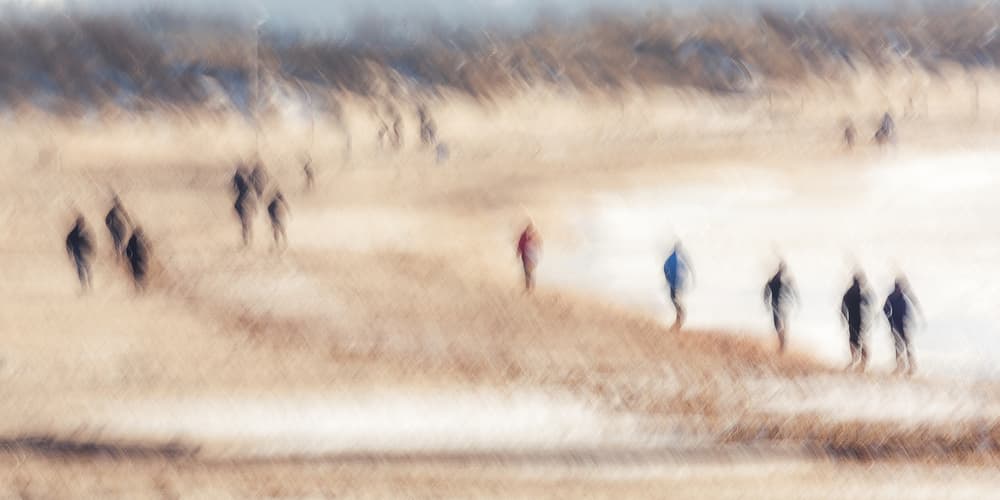Blurred Beach Walkers by Gustav Davidsson — canvas wall art