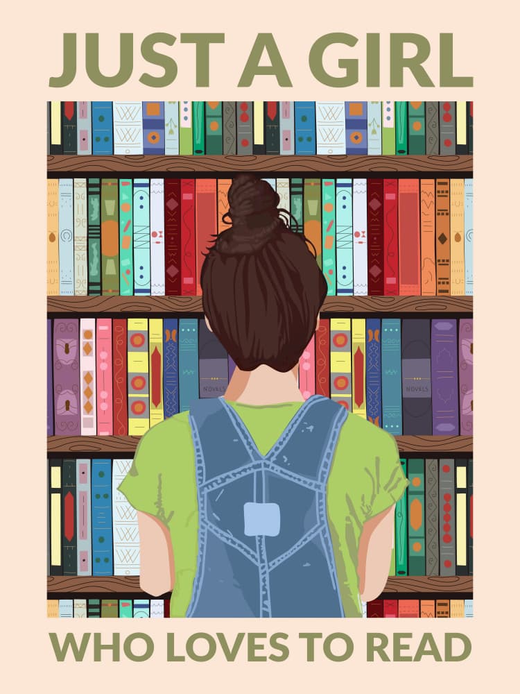 Book Lover Girl by WallChart Art Studio — canvas wall art