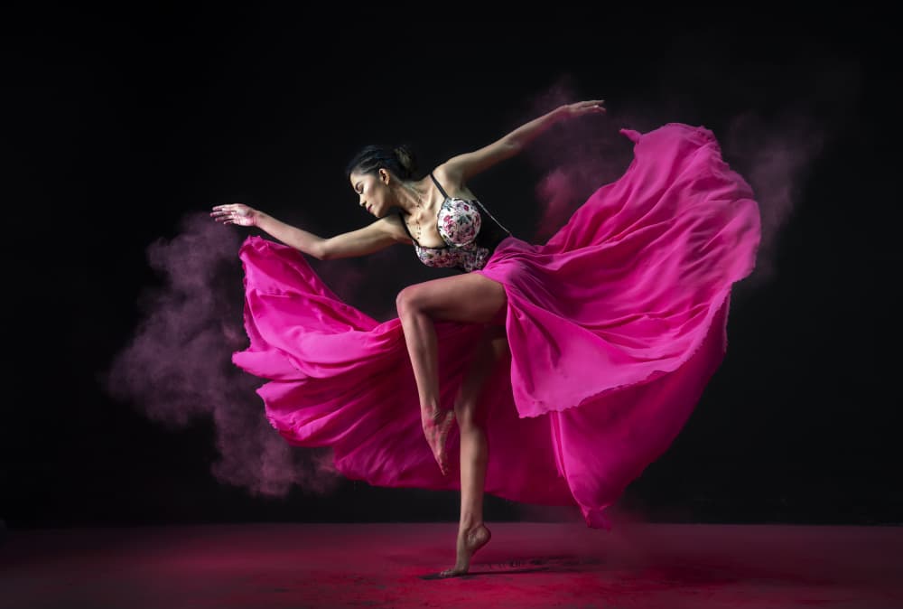 Dynamic Pink Powder Dance by Mieke Suharini — canvas wall art