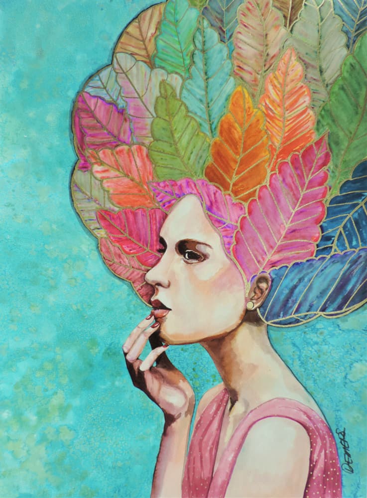 Vibrant Leaf Crown by Sylvie Demers — canvas wall art