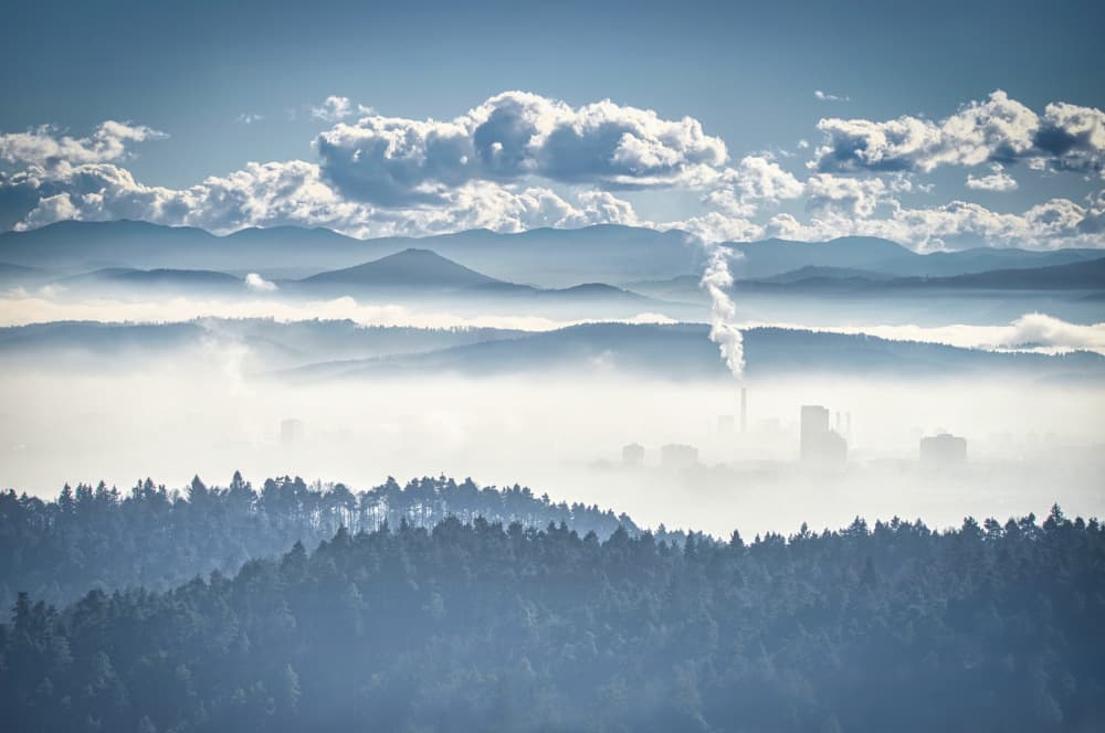 Misty Mountain City by Boštjan Hribar — canvas wall art