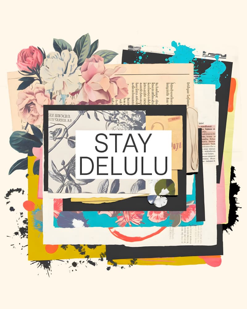 Stay Delulu Collage by Kintsugi99 — canvas wall art