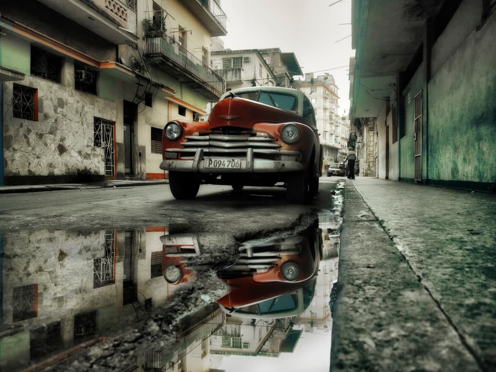 Havana Classic Car Reflection by Svetlin Yosifov — canvas wall art