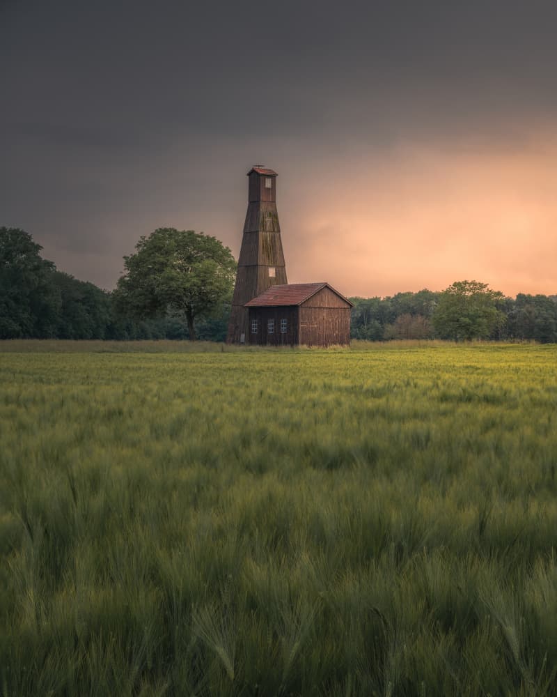 Dramatic Rural Evening Tower by Marko Klavs — canvas wall art